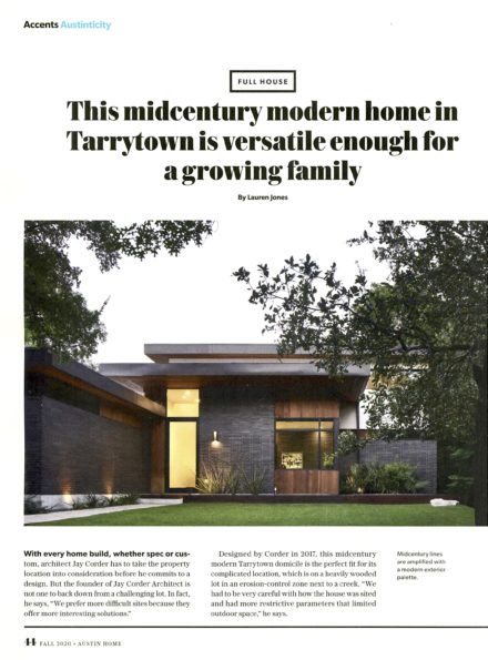 Austin Home Magazine article featuring Jay Corder