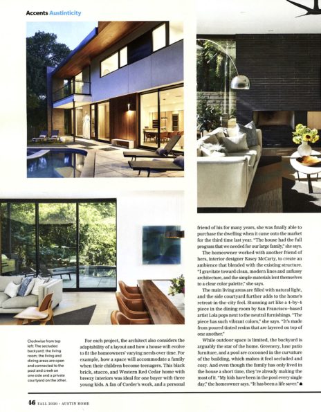 Austin Home Magazine article featuring Architect Jay Corder