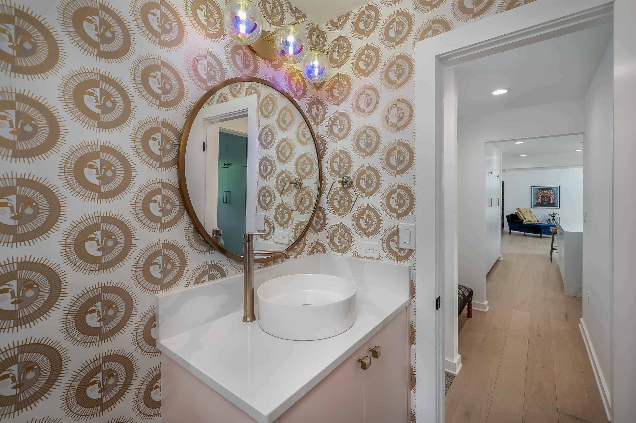 Guest Bathroom with wallpaper modern design